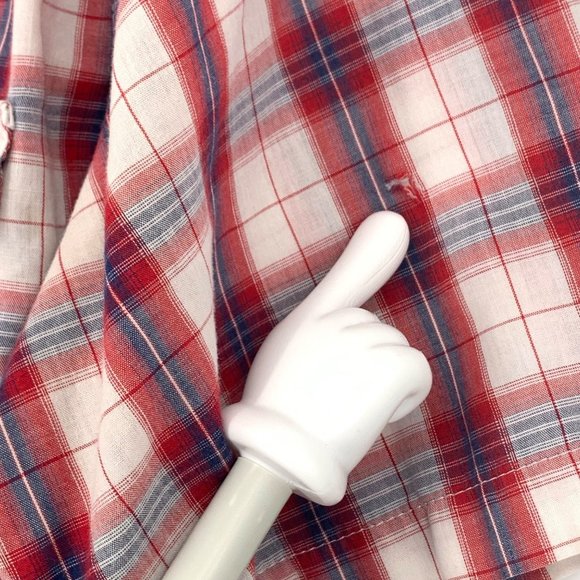 Wrangler M Wrancher Shirt Red Blue Plaid Pearl Snap Button Short Sleeve Collared - Picture 5 of 13